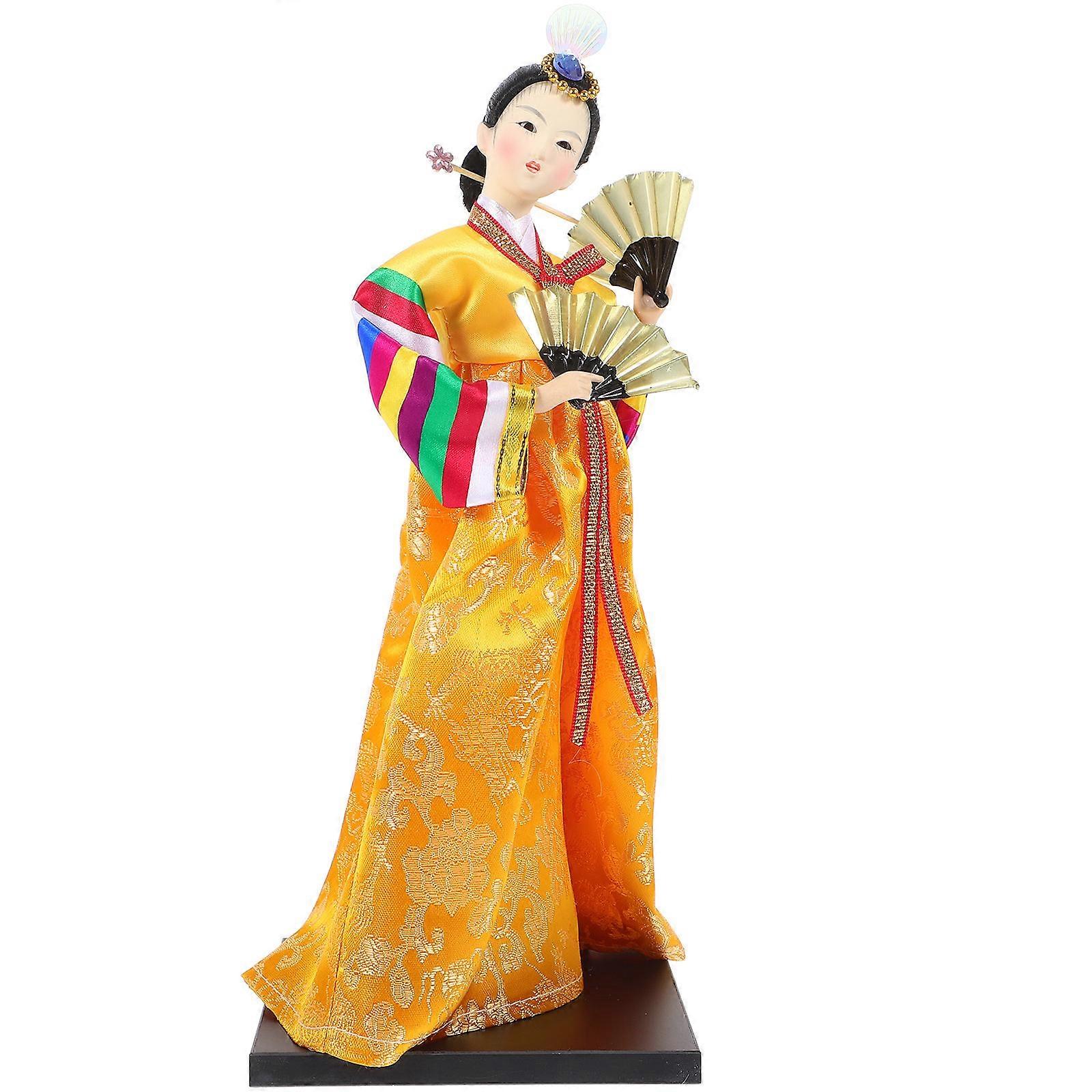 Handmade Korean Doll Decor, Traditional Craftsmanship Ideal for Display or Play Purpose