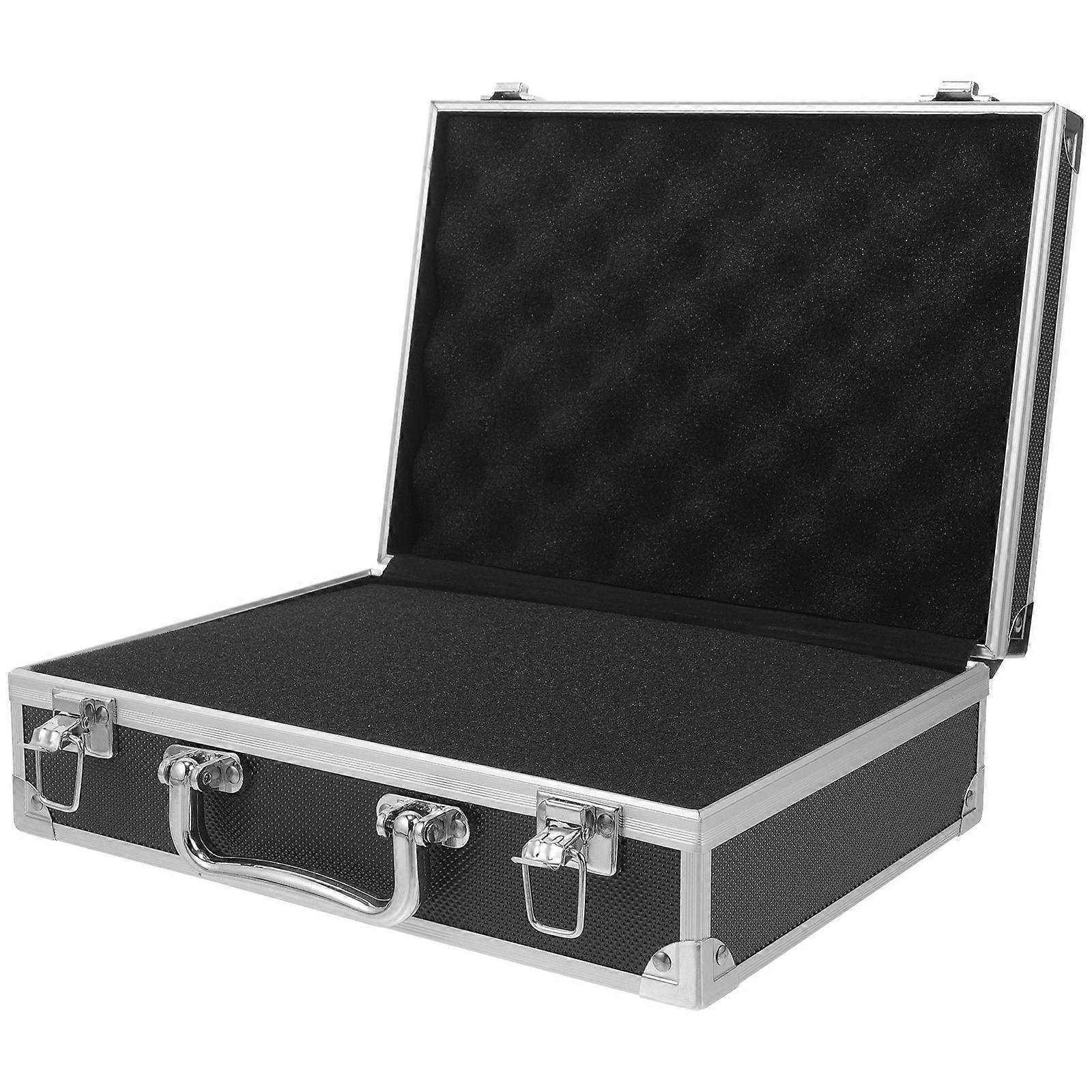 Aluminum Alloy Tool Briefcase Durable Padded Carrying Case for Instruments Lockable Storage Suitcase with Sponge Lining for Home and Office Use