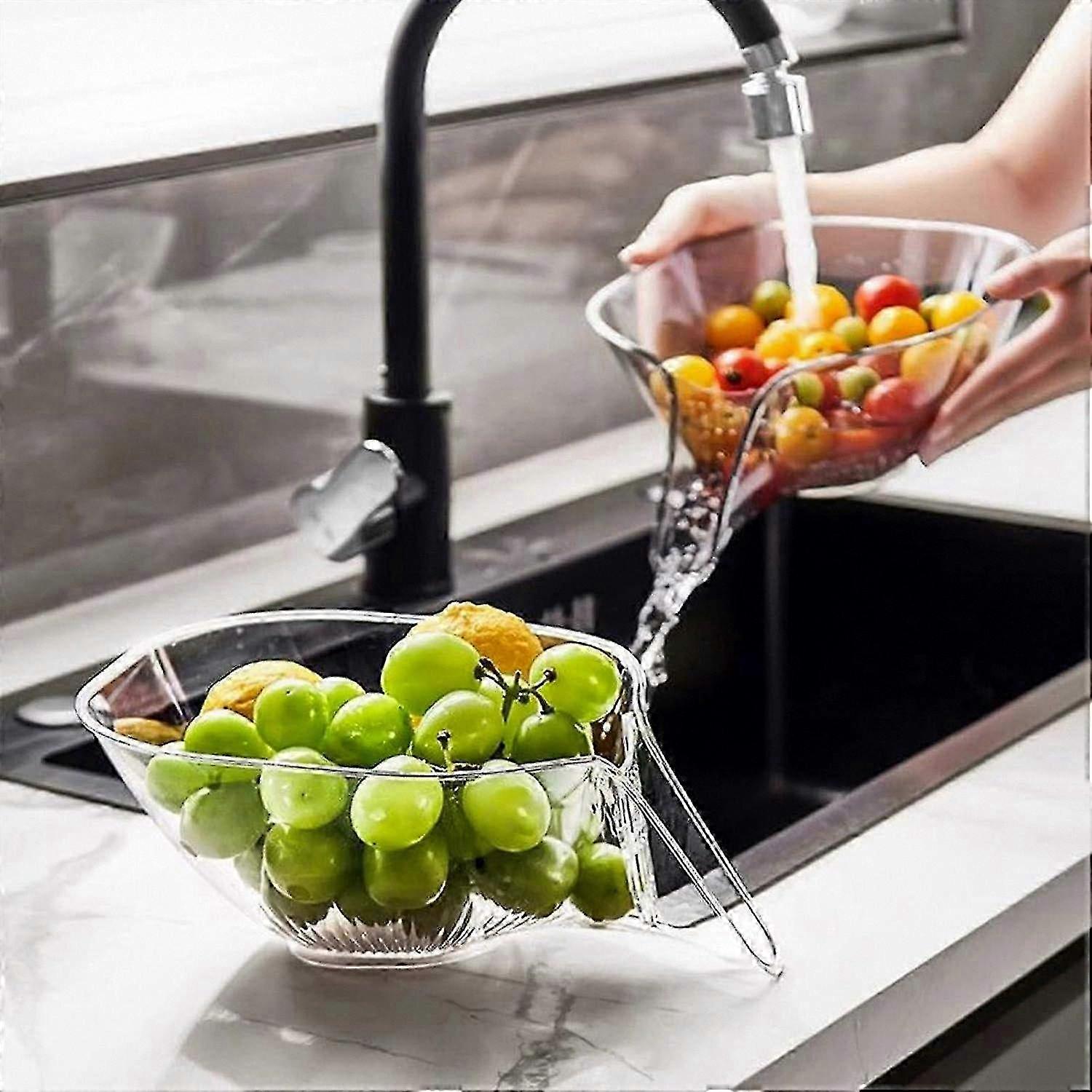 2025 Multi-Functional Plastic Drain Basket for Washing Vegetables, Fruits, and Salad, Grey Color