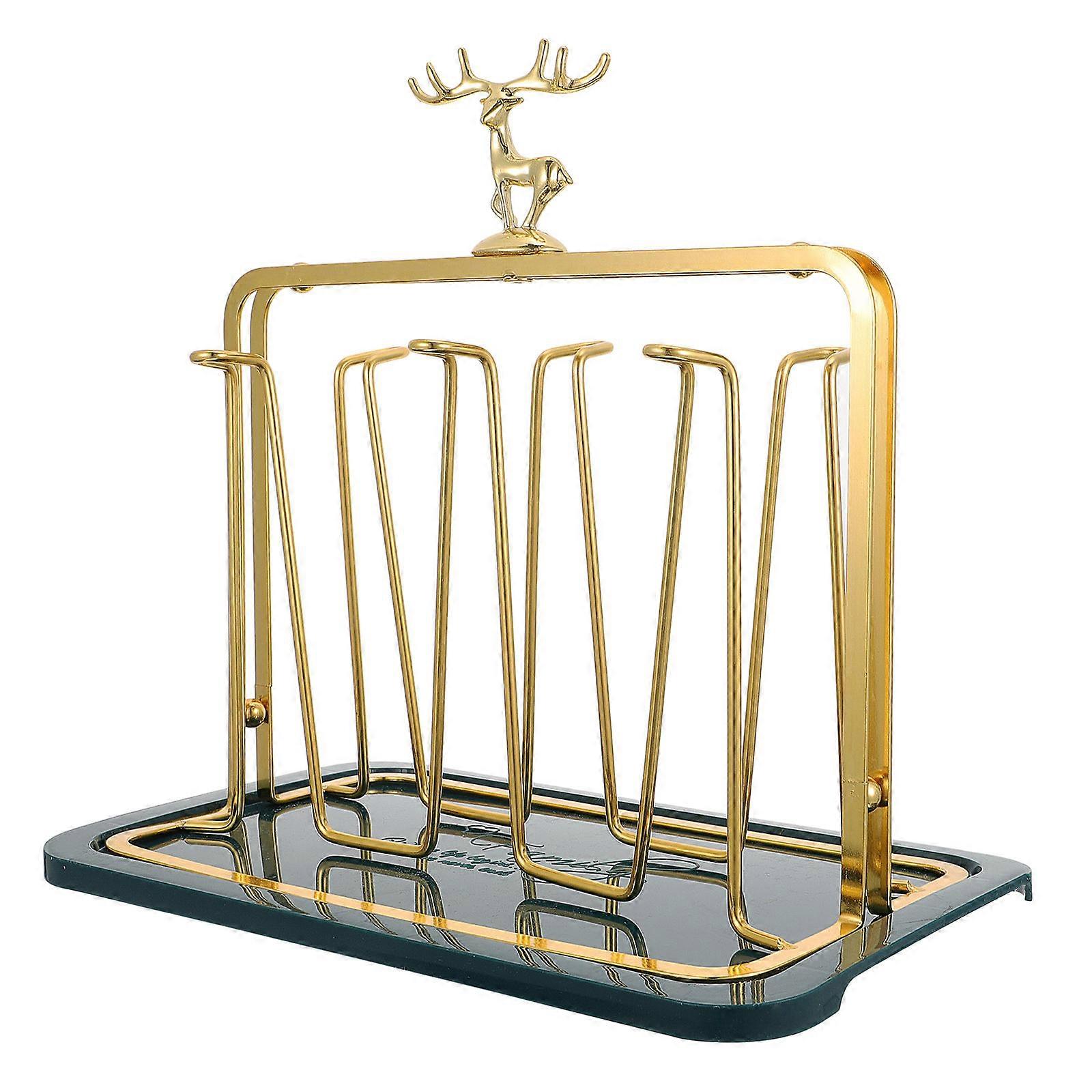Cup Holder Storage Rack with Tray for Glassware Organization, Stylish Desktop Stand for Home, Kitchen, or Restaurant Use, Space Saving Design