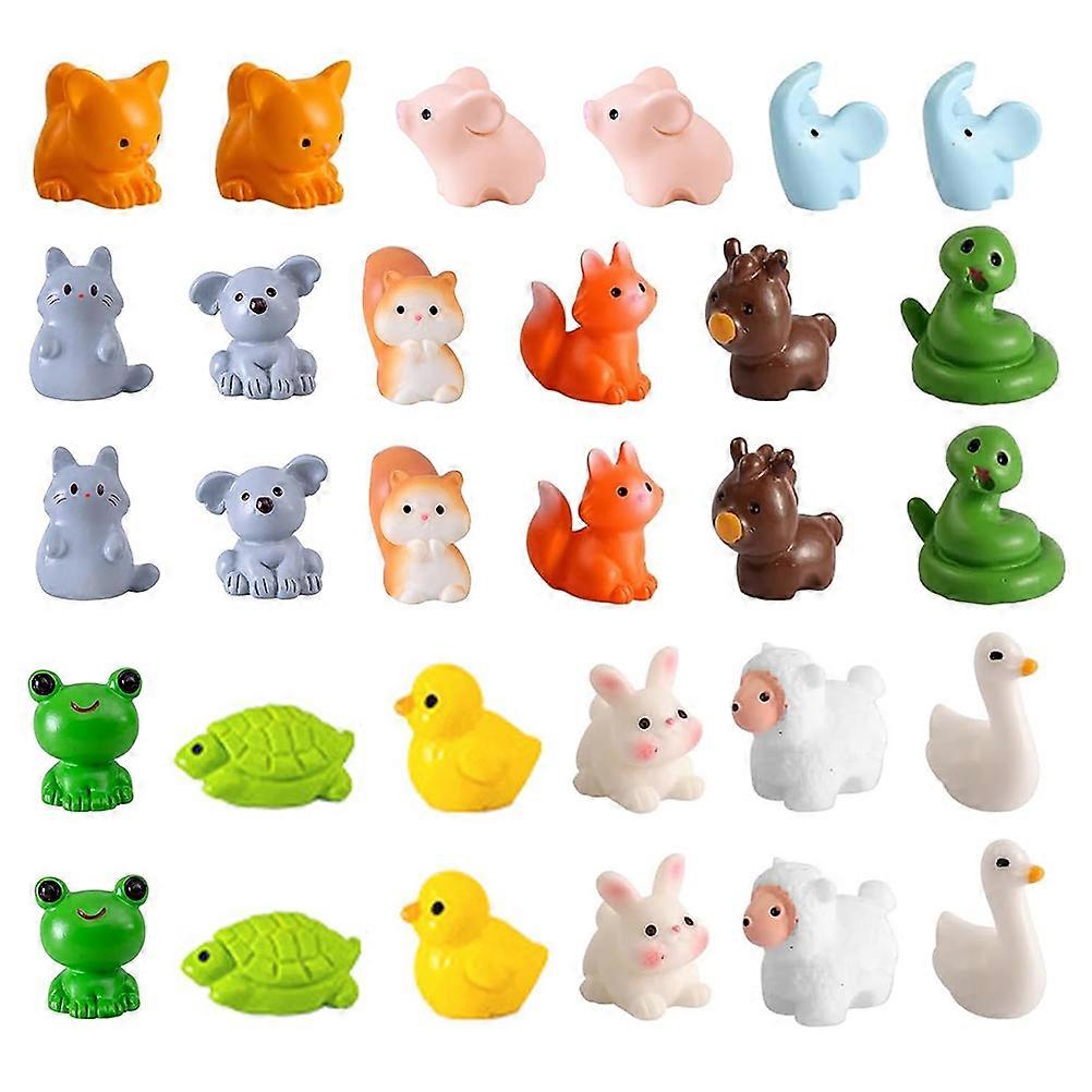 Resin Mini Animals Miniature Resin Animal Ornaments for Office Workers Desktop Bookshelf 30Pcs