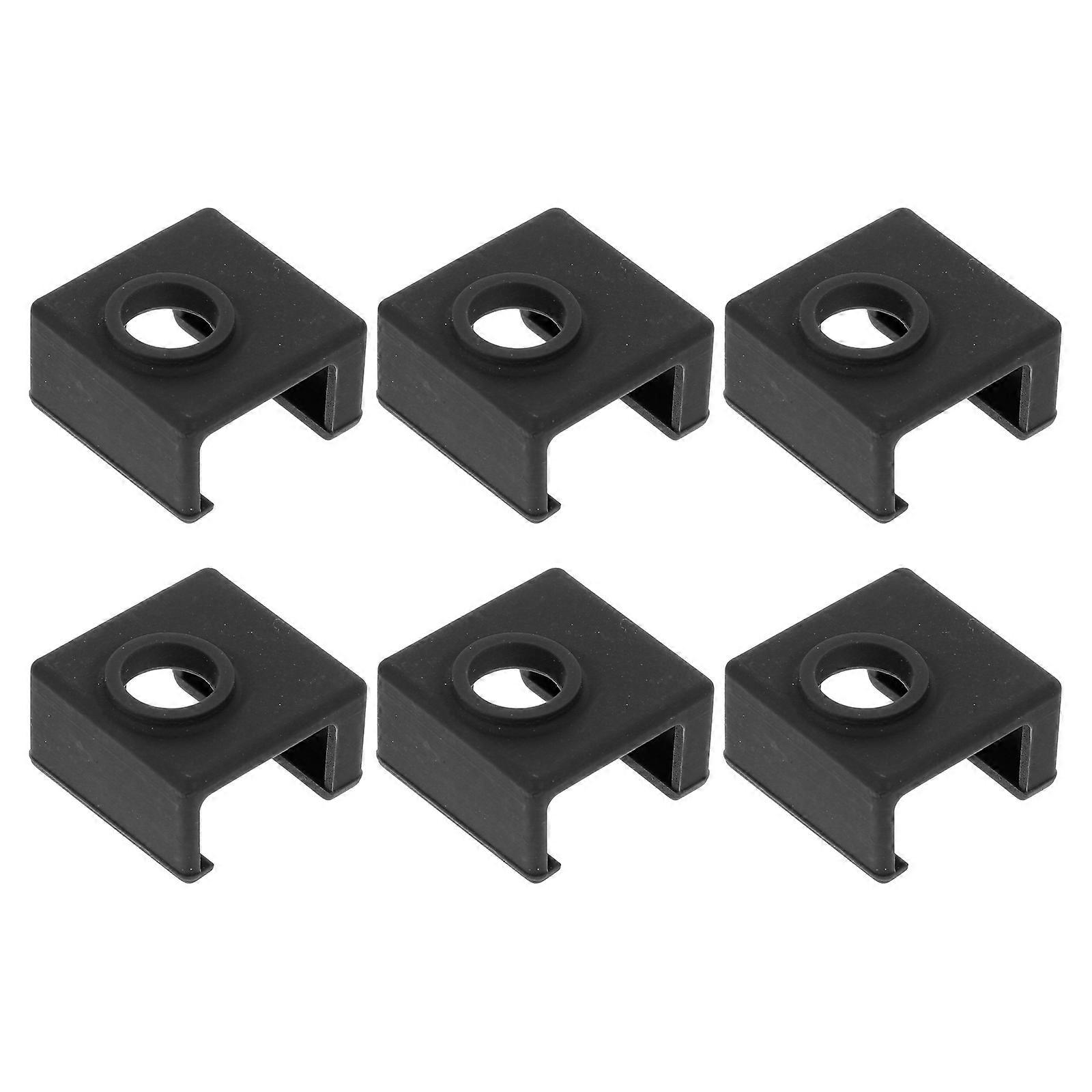 6Pcs Black Silicone Heating Block Protect Covers for 3D Printer Improve Print Quality