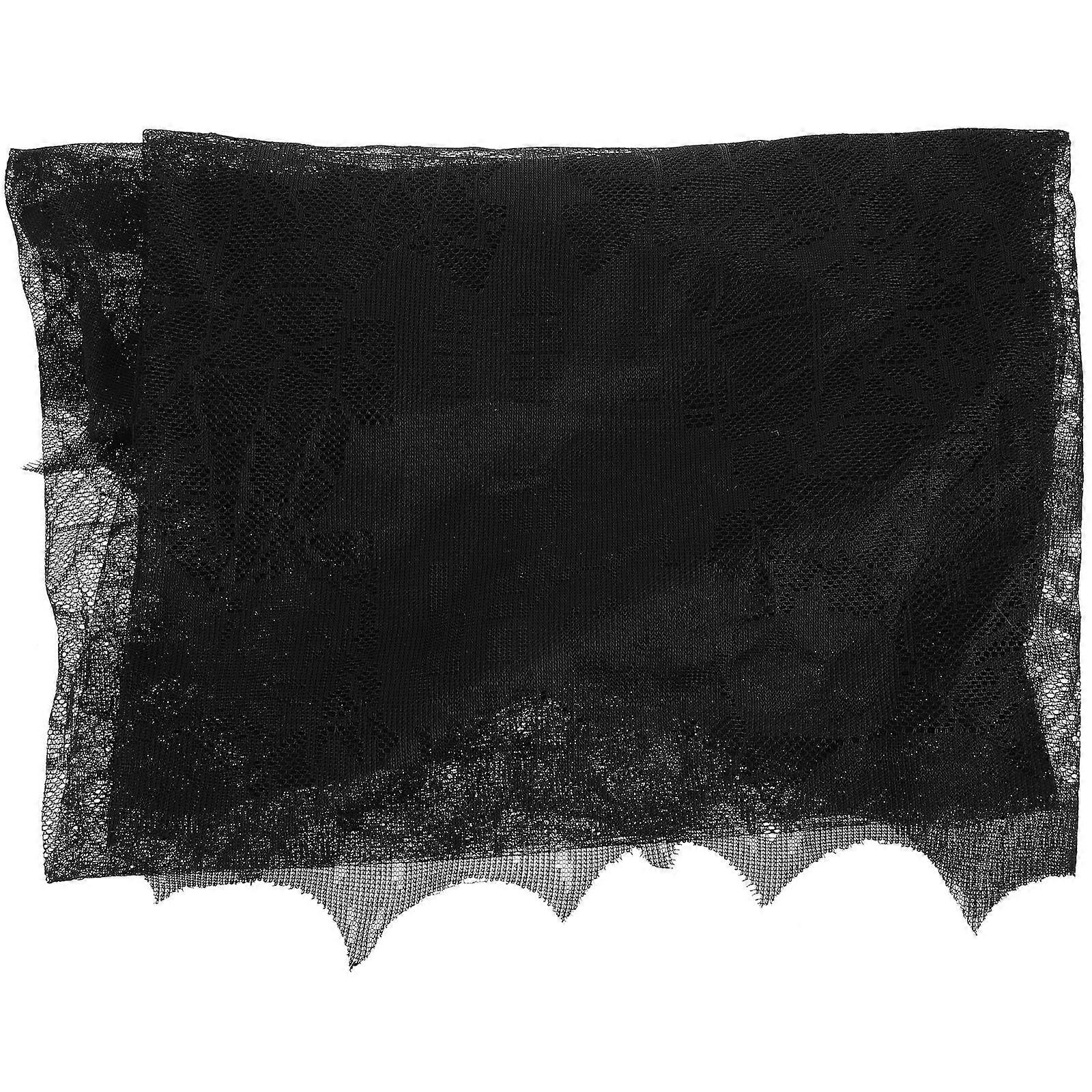 Halloween Decoration Lace Spider Tablecloth Rectangular Decorative Table Runner Black 173x130cm 1Pcs