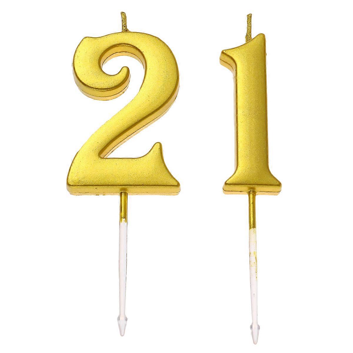 Cake Topper Numbers Glitter Candles for Birthday Party Number 2 Golden 1Set