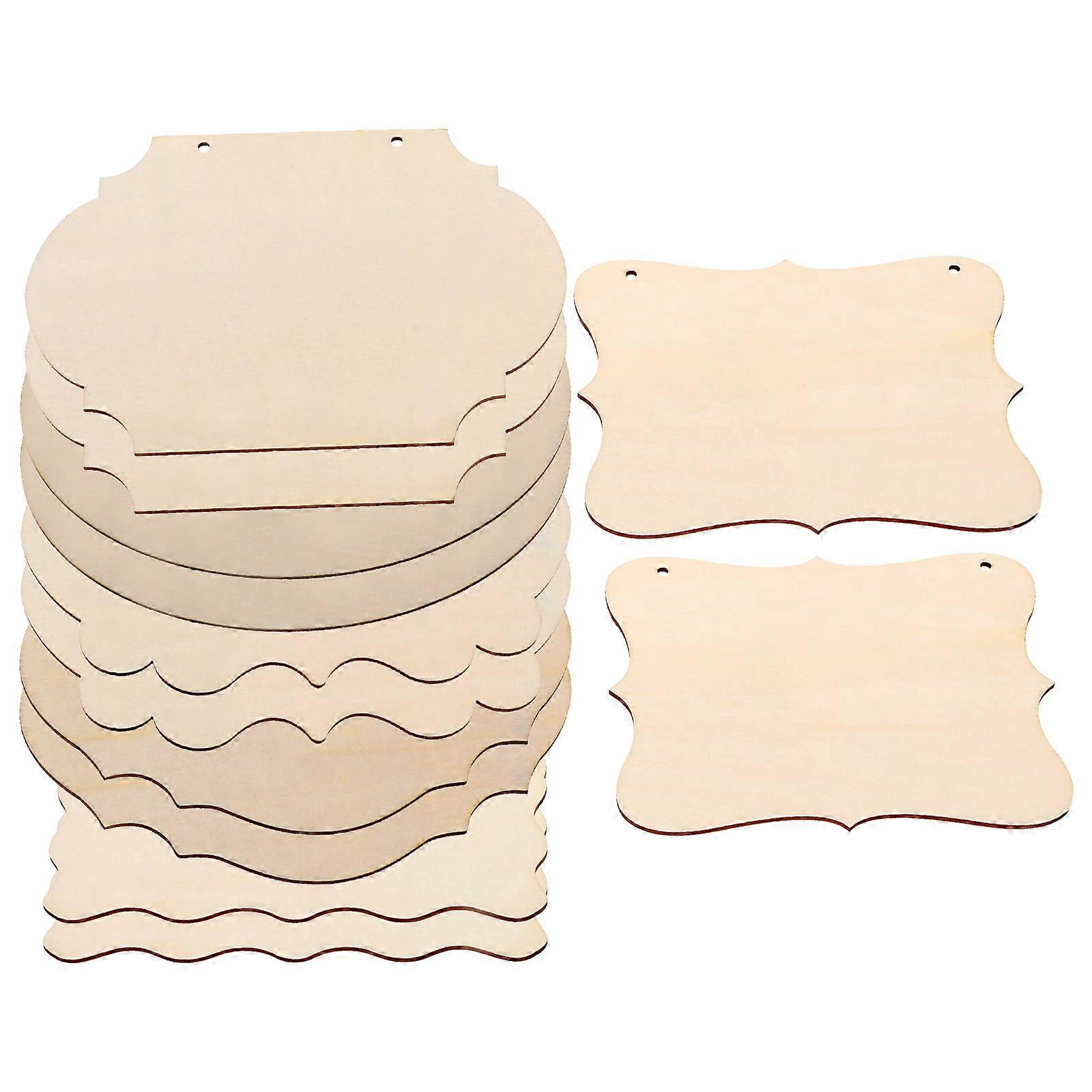 Diy Wood Sign Unfinished Wood Crafts Blanks For Home Decoration Assorted Color 15.5X13X0.2Cm 12Pcs