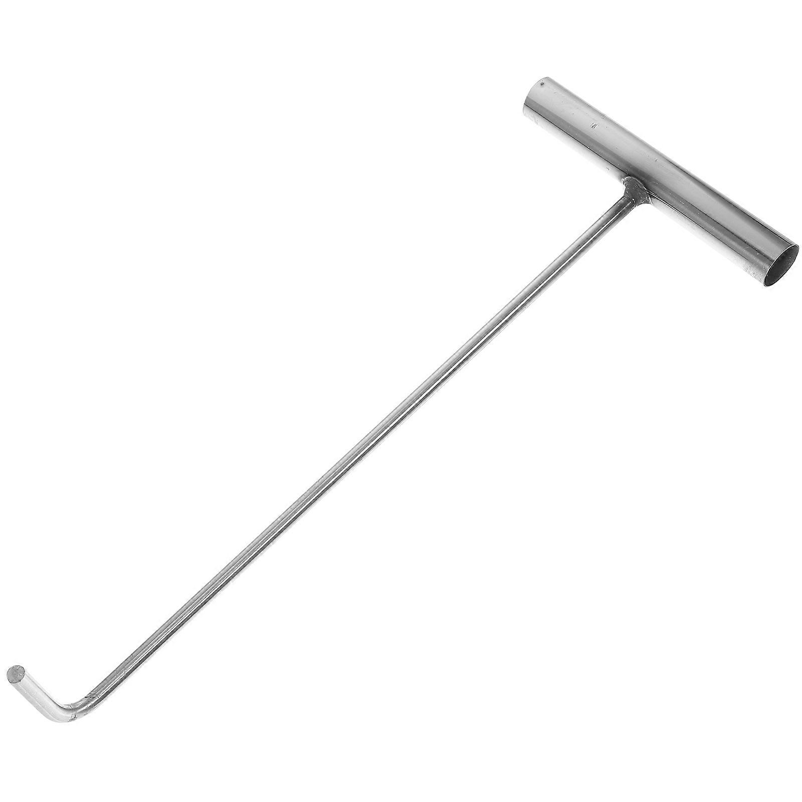 T-Shape Manhole Cover Hook Stainless Steel Lifting Pulling Maintenance Tool Diameter 0.8cm 1Pack