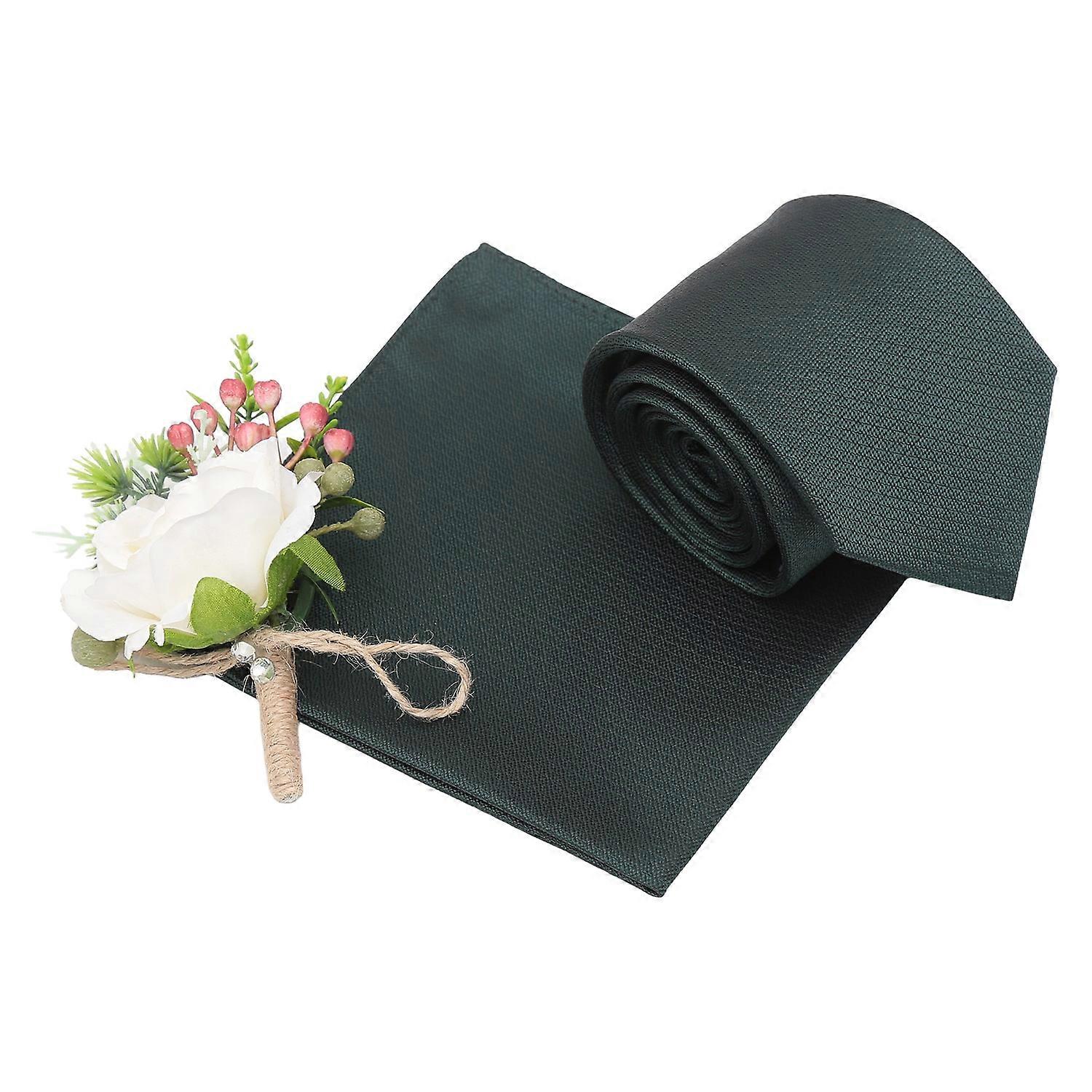 Emerald Green Non-Crease Textured Tie and Pocket Square Set
