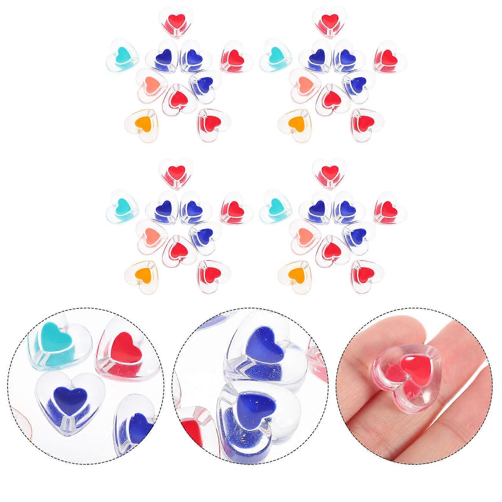 Heart Beads For Bracelet Making Diy Loose Beads Creative Heart Shape Beads Mixed Color Accessories Festival Decorations 50Pcs