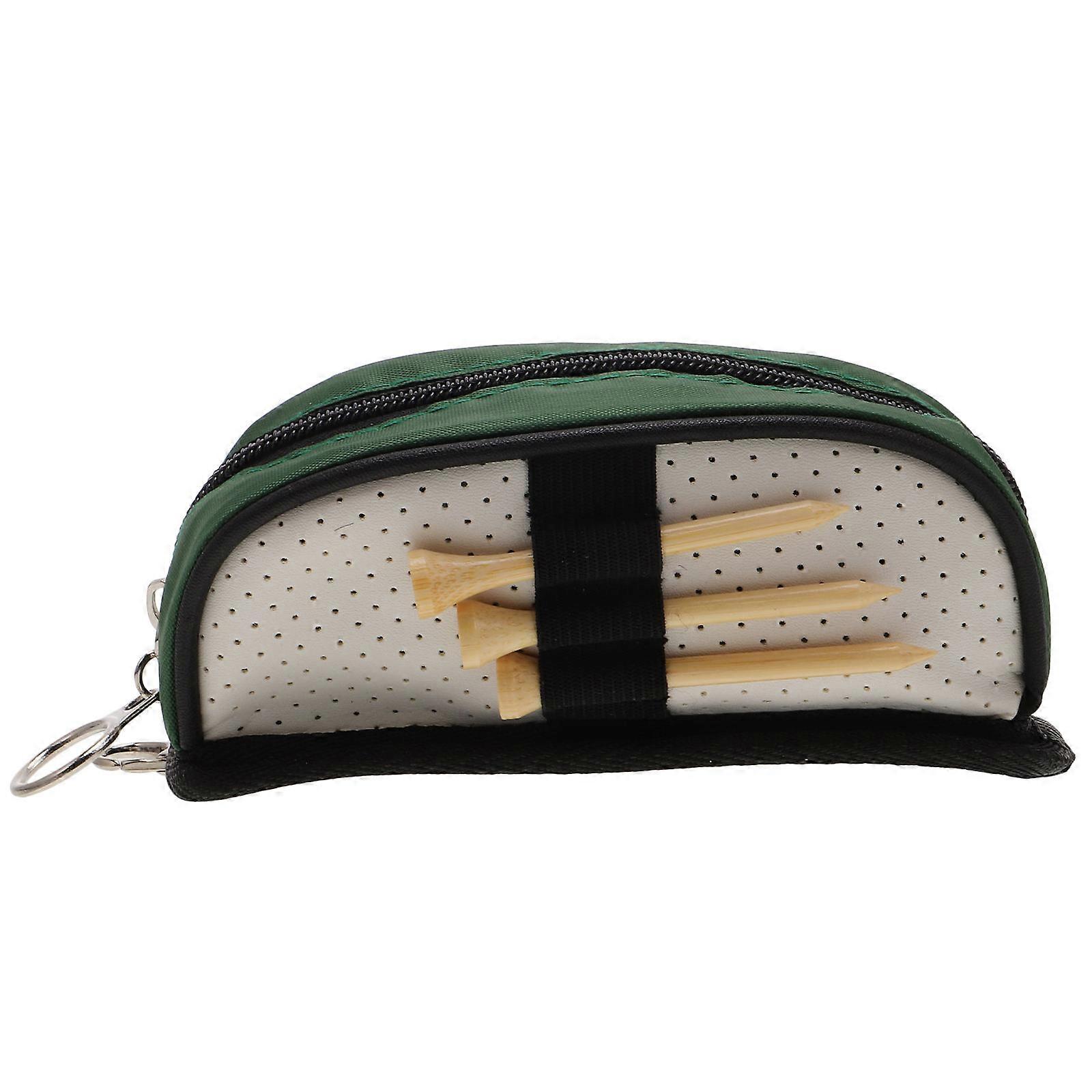 Golf Ball Pouch Tennis Bag Rectangular Beach Shower Dark Green 15x6.5cm Portable Buckle Design 1Pack