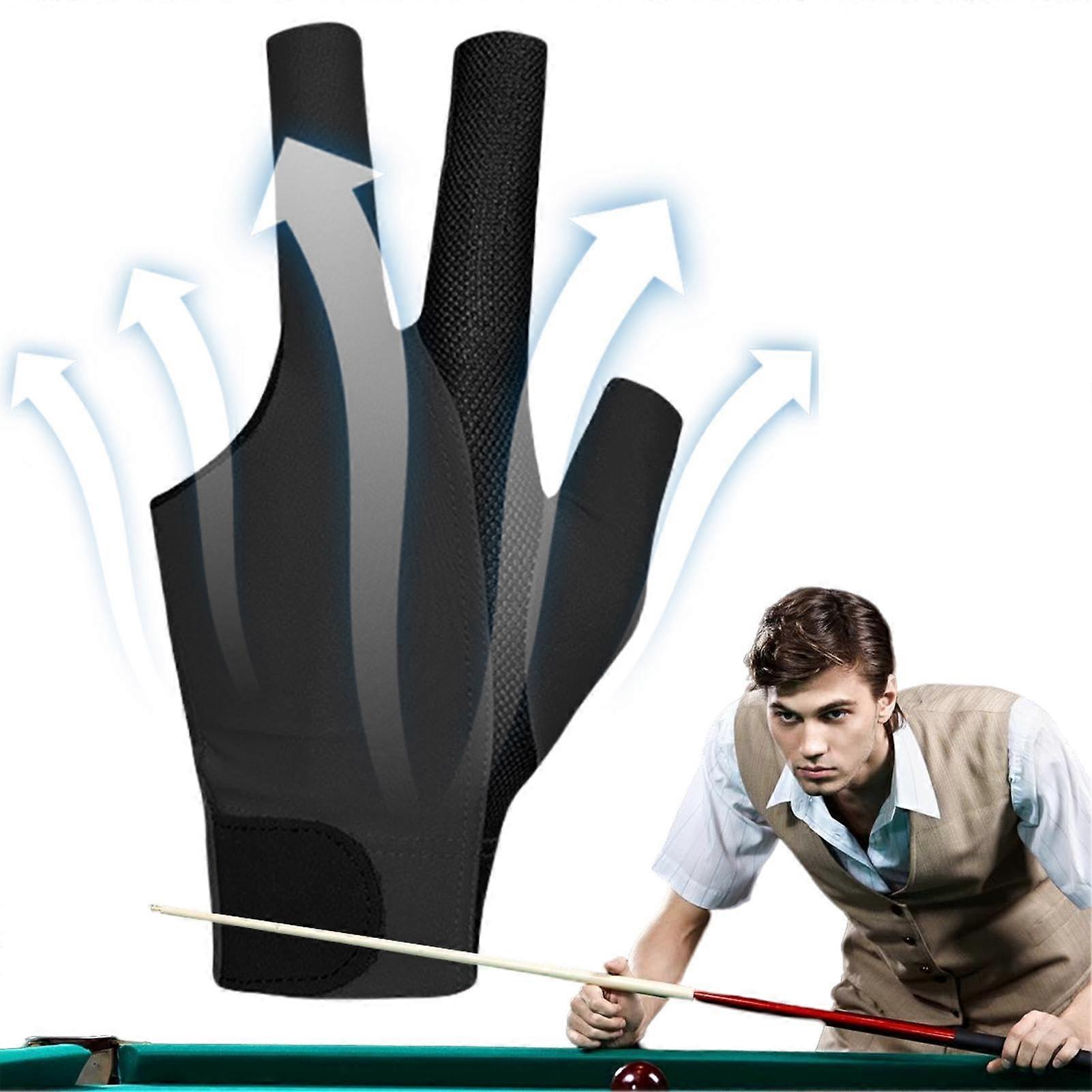 Professional Billiard Glove - Breathable 3-Finger Pool Mitten, Non-Slip Stretch Fit, Ideal for Men and Women in Schwarz