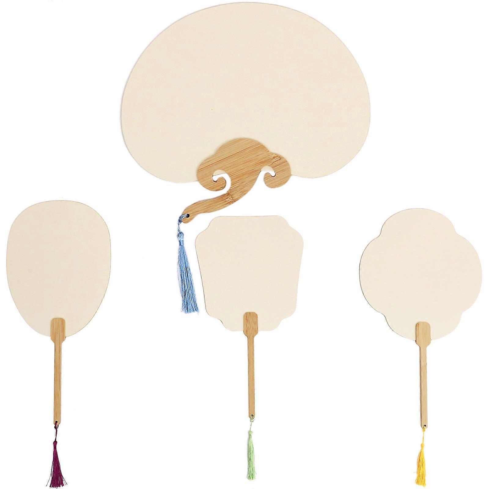 DIY Painting Blank Handheld Fans Paper Home Decoration Summer Use Artists Lovers 26.5x24.5cm 4Pcs
