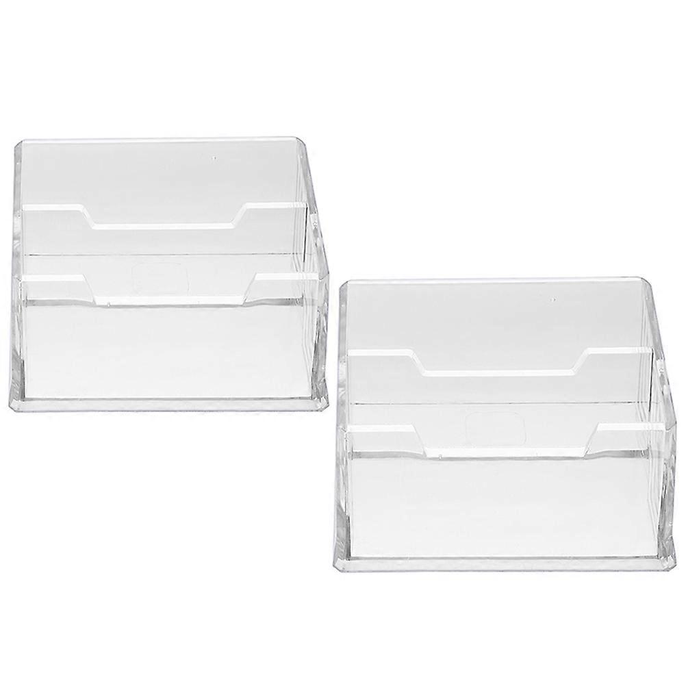Card Display Stand Business Cards Holder Office Desk Transparent Acrylic 2Pcs