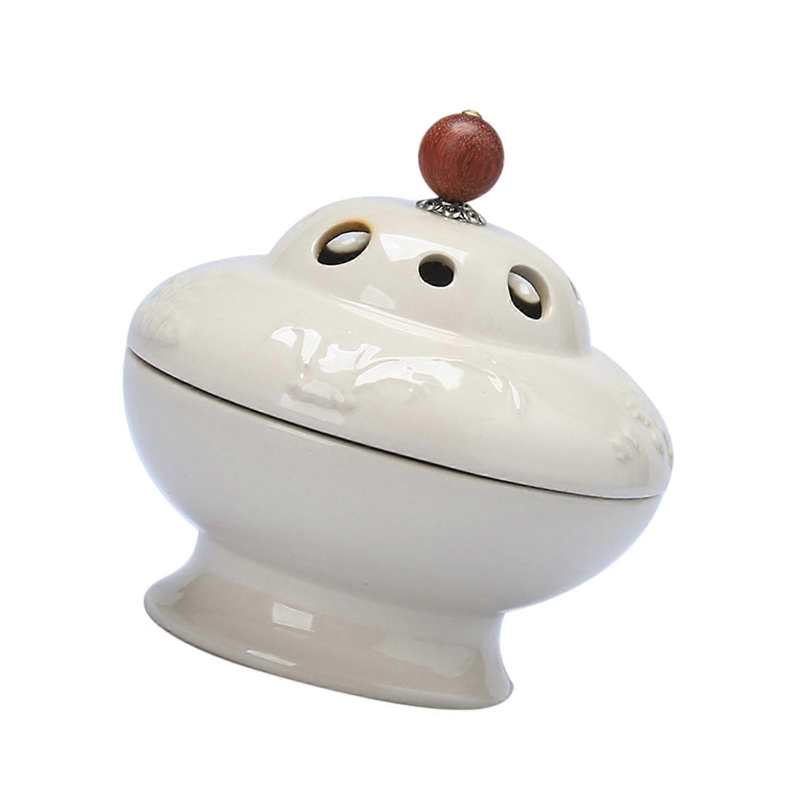 Burner Bowl E Censer with Lid and Spool Holder for Home Office, Decorative Incense Burner for Sticks