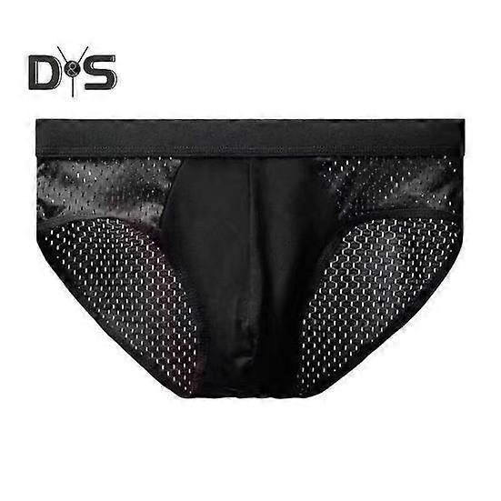 Men Briefs Mid-rise Elastic Waist Panties Breathable Holes Ultra-thin Solid Color Underwear U-convex Traceless Briefs