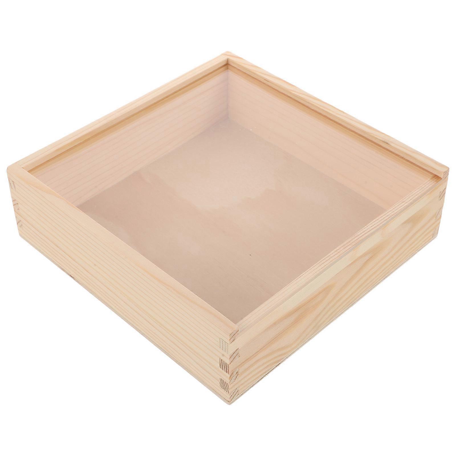 透明な蓋付きの天然木製収納ボックス – ジュエリー、ティーカップ、室内装飾用の軽量アクリルオーガナイザー – 結婚式や室内装飾のための素朴なクラフトデザイン