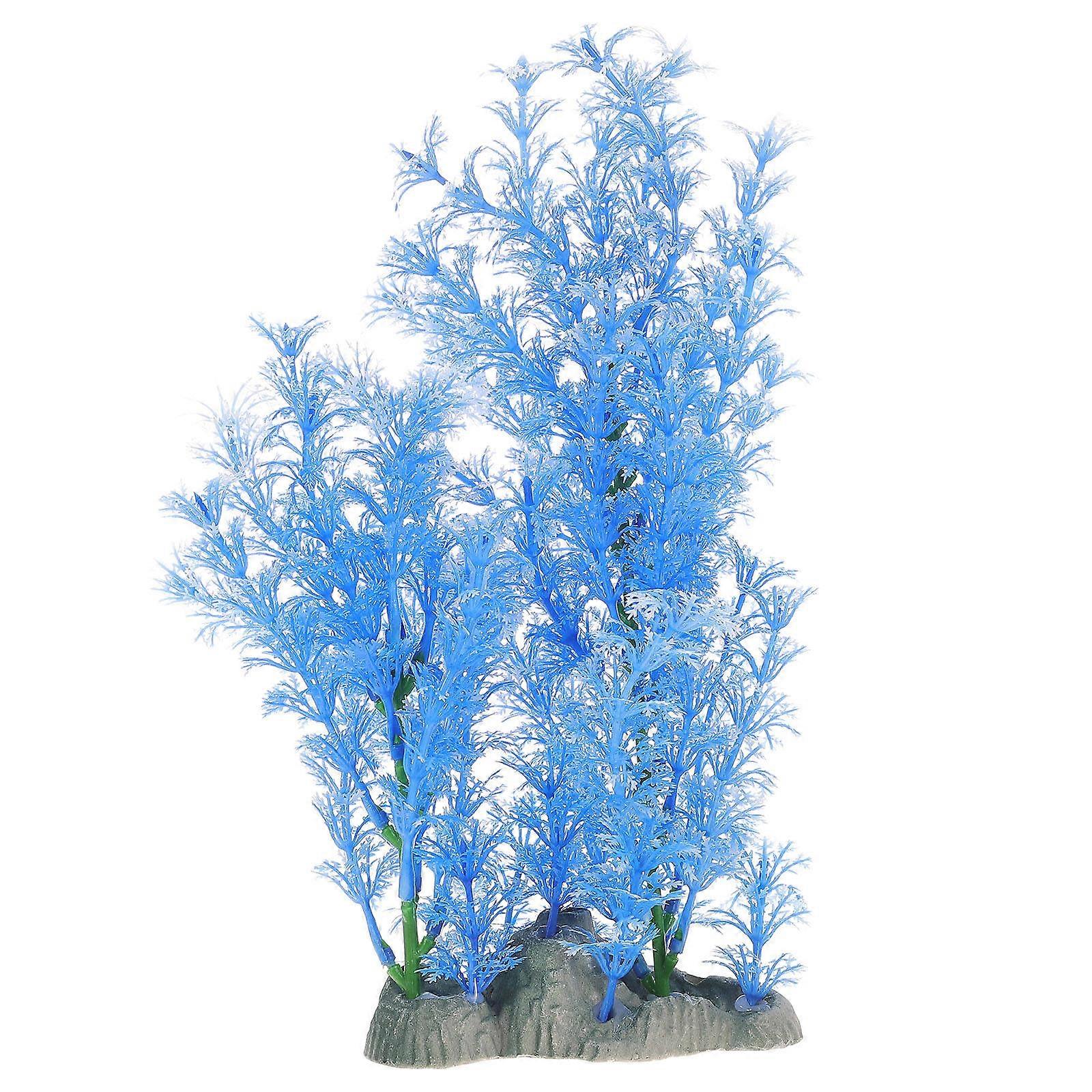 Fish Tank Decorations Landscape Grass for Underwater Blue White Realistic Shape 27x9cm 1Set