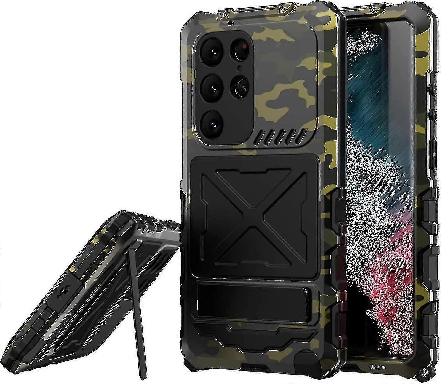 Military Shockproof Waterproof Case For Samsung S23 Ultra With Screen Protector & Metal Stand Dustproof Rugged A