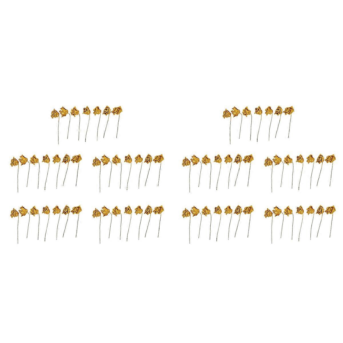 70Pcs Foam Glitter Artificial Rose Decor, Gold