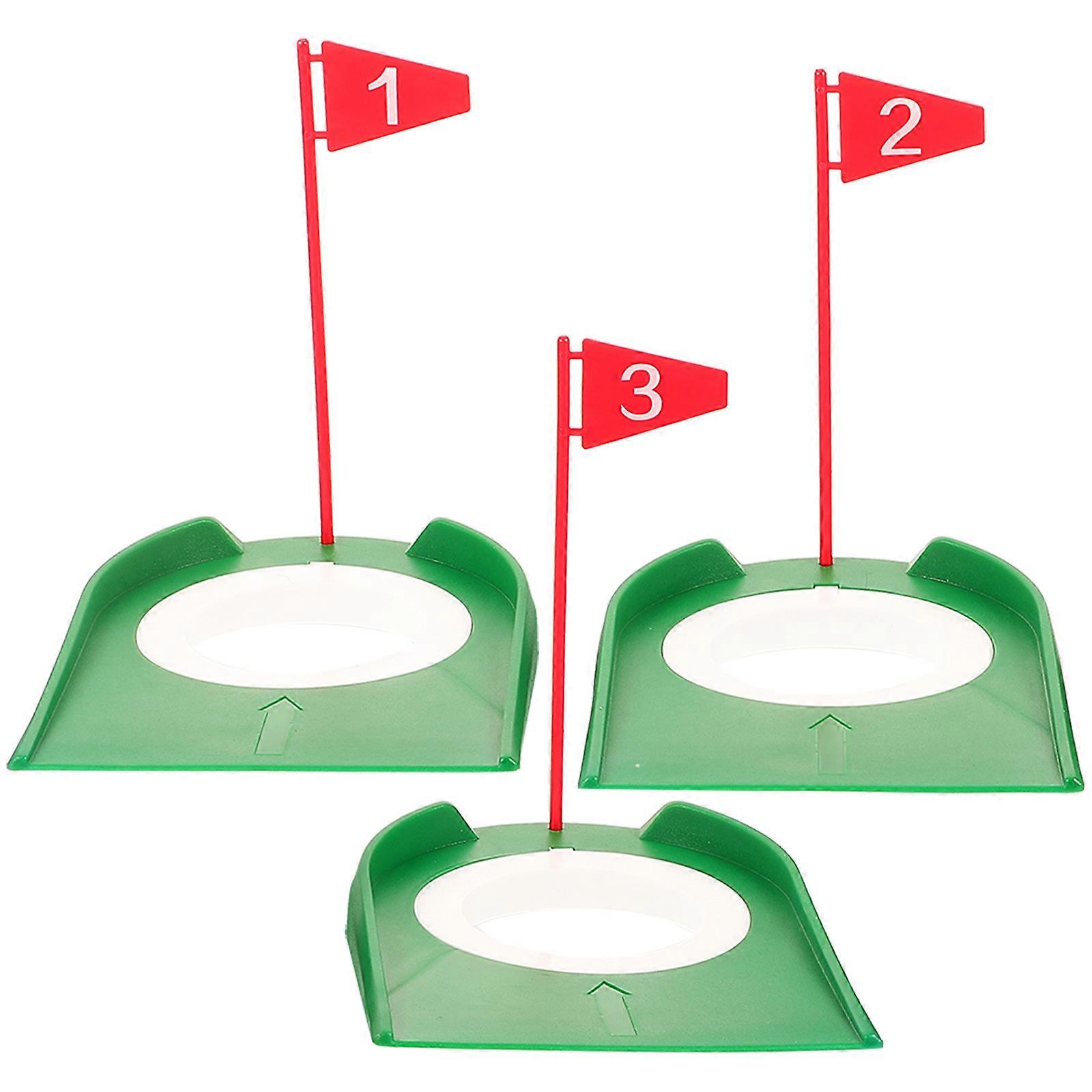 3pcs Golf Hole Cup Set with Flag Durable Plastic Training Aid for Putting Practice, Ideal for Golf Enthusiasts and Daily Use