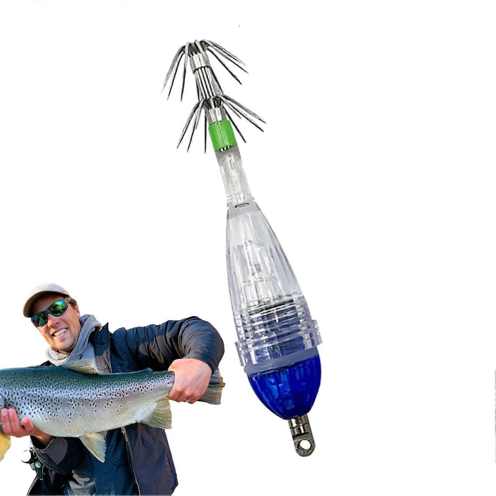 LED fishing lure, squidshaped underwater fish attractor with light, flashing lure for trolling trout