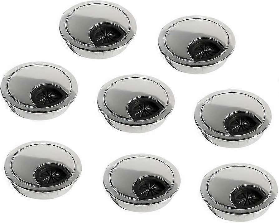 Set of 8 Round Built-in Cable Glands with a Diameter of 60mm for Office Use in Chrome Finish Suitable for Various Brands