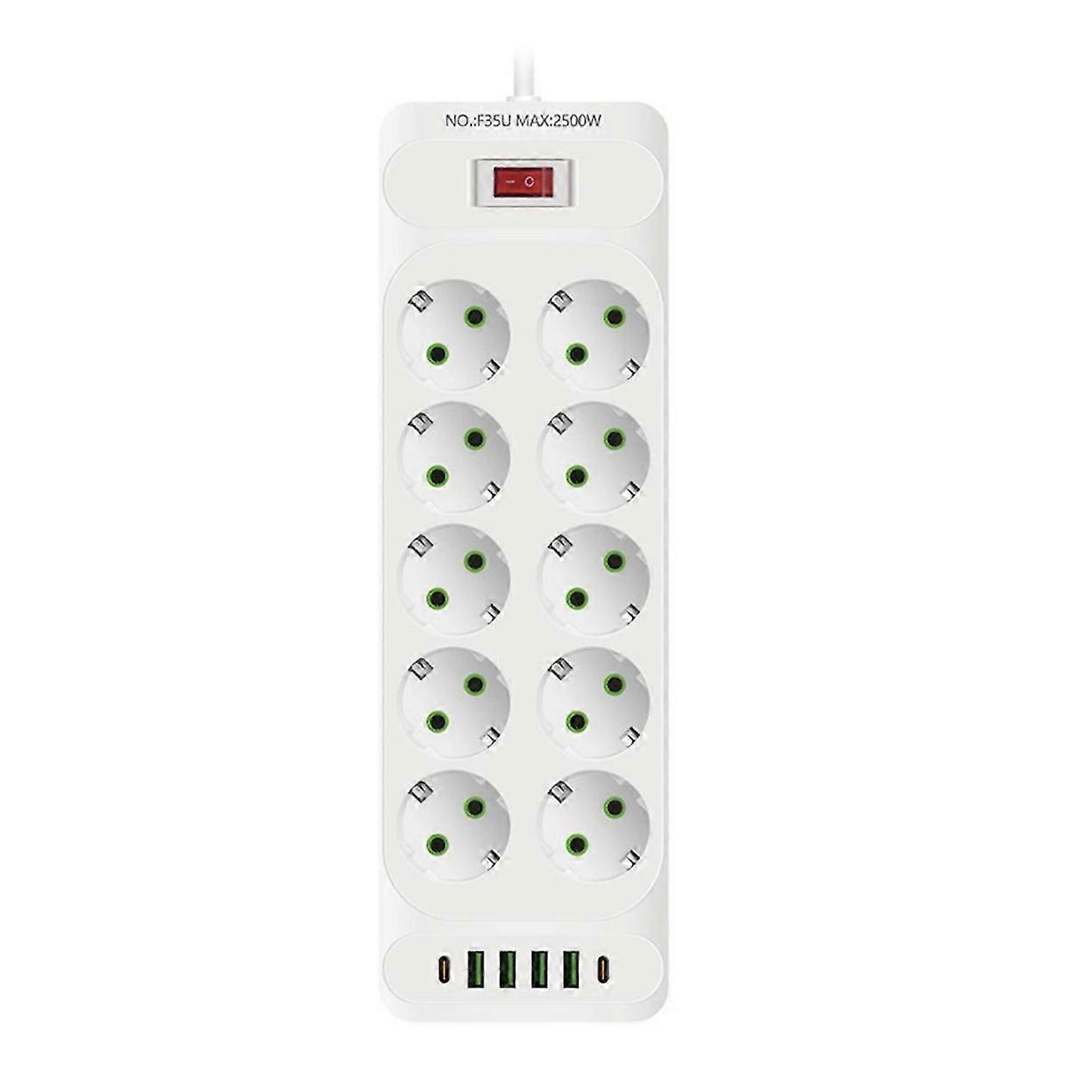 EU Plug AC Outlet Power Strip Multitap Electrical Socket with 4 USB Ports Fast Charge Multiprise Net