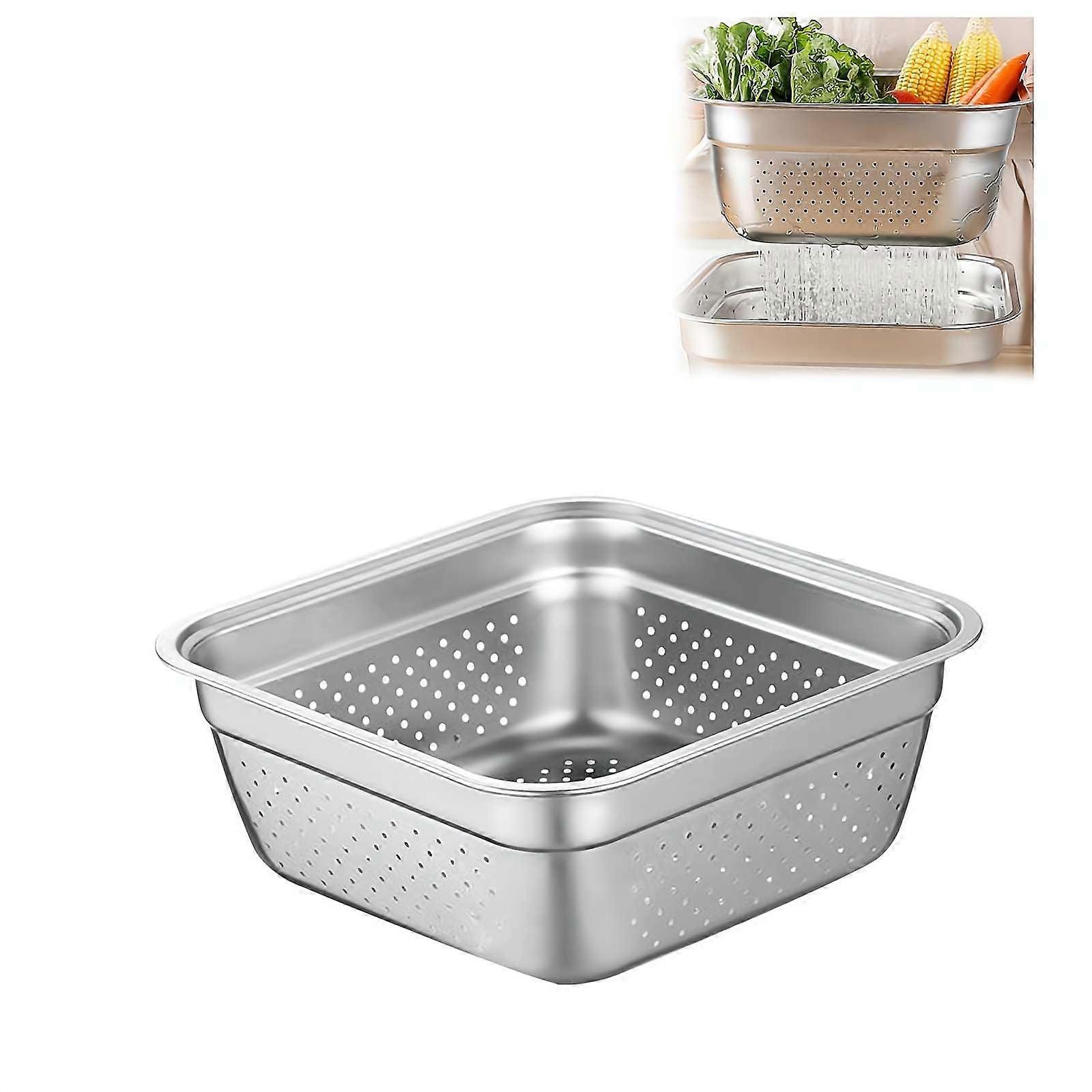 Stainless Steel Washing Up Bowl, Multipurpose Dish Tray for Sink, Large Square Container for Kitchen
