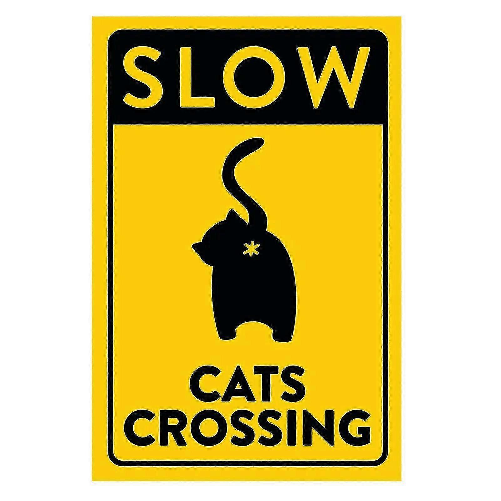 Metal Warning Sign for Cat Safety with Cat Pattern - Perfect Gift for Cat Owners