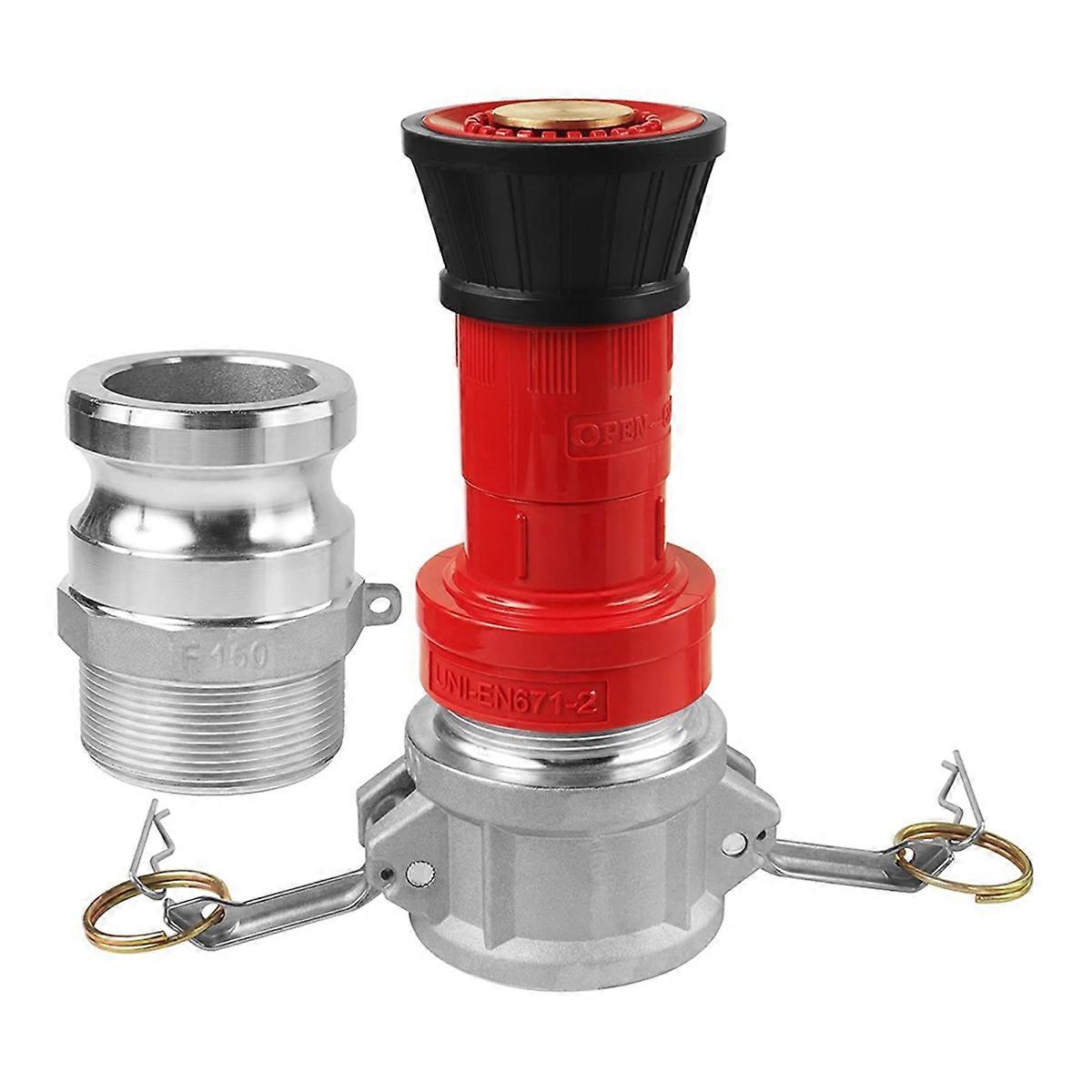 Fire Hose Nozzle,1-1/2Inch NPSH Industrial Fire Hose Constant Flow Fog Nozzle with 2pcs 1.5inch Camlock Fitting Coupling