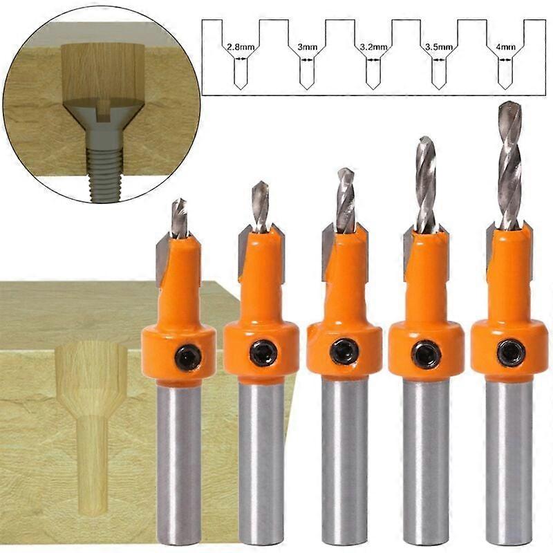 5-piece countersink drill bit set, wood countersink drill bit, ( 2.8/3/3.2/3.5/4mm)