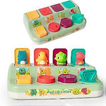 PopUp Dinosaurier Spielzeug, interaktives Frühlings-Lernspielzeug mit Sensorknopf für Kleinkinder, Geschenk (grün)