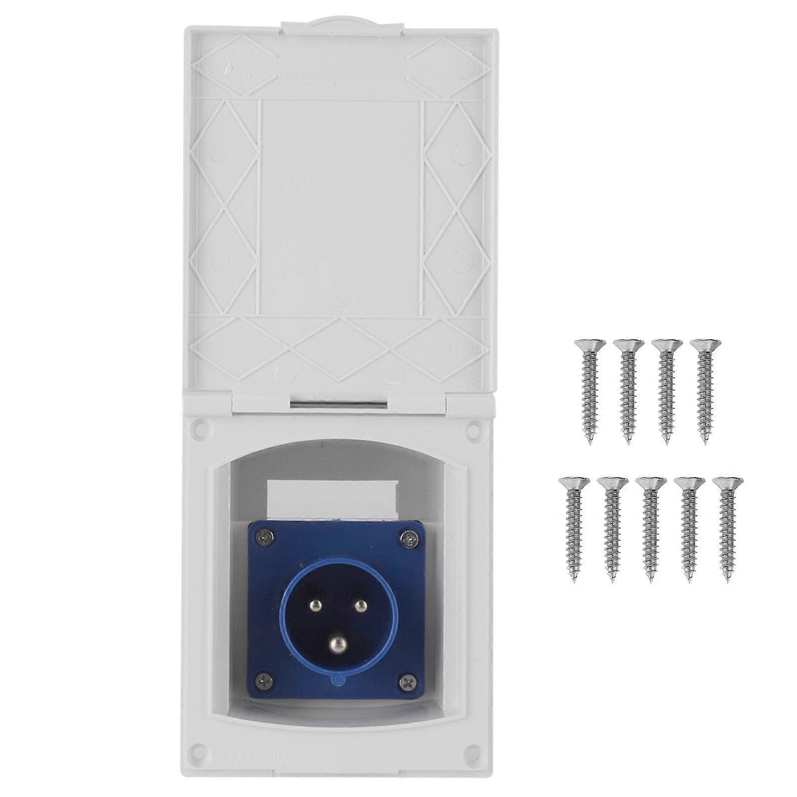 16A 220V‑240V Waterproof Power Outlet External 3Pin Flush Female Socket Plug for RV Motorhome Trailer