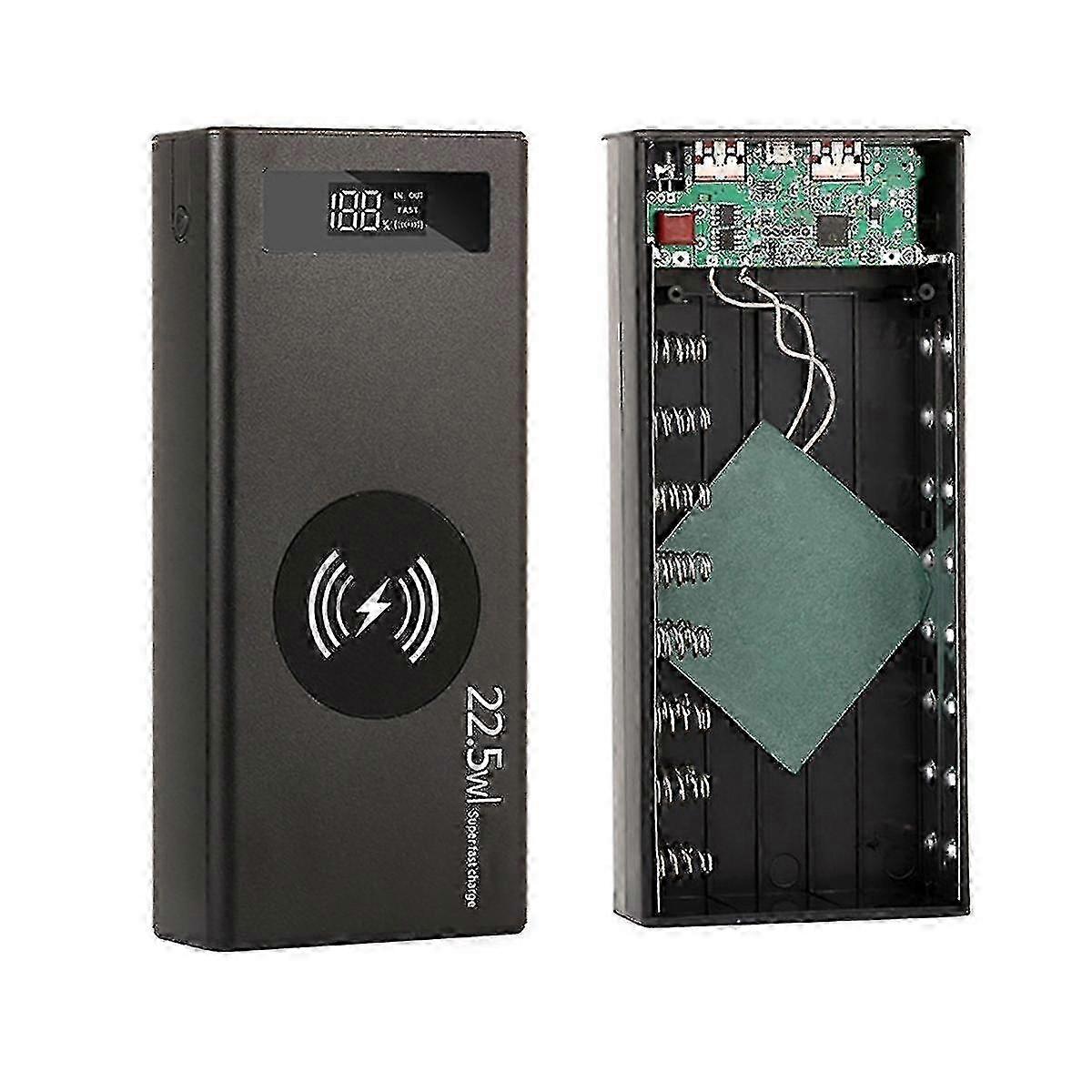DIY Wireless Charging Case for 16 x 18650 Batteries - High-Capacity Mobile Power Bank (Batteries Not Included)