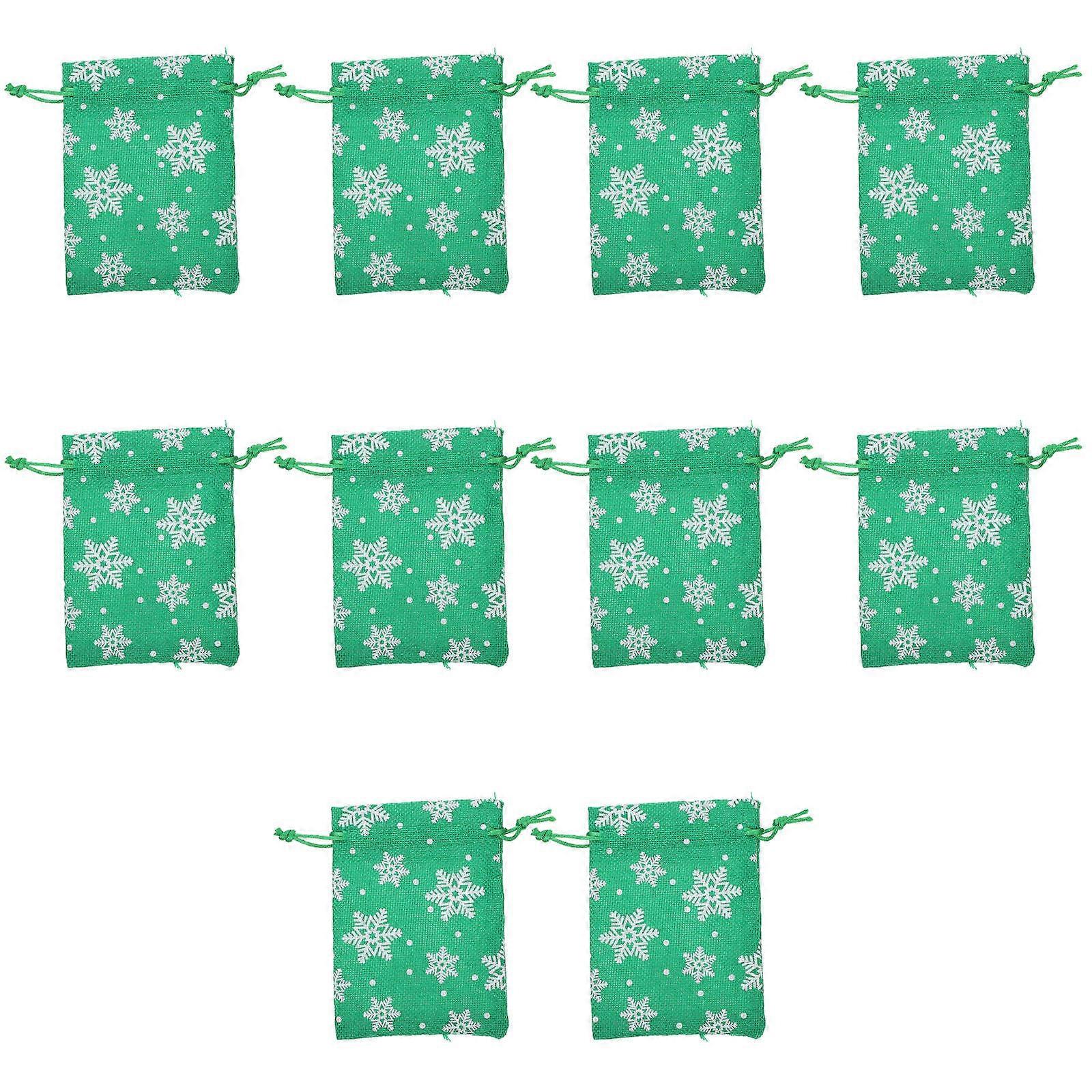 10Pcs Candy Storage Holder Green Linen Simple Design for Holiday Party