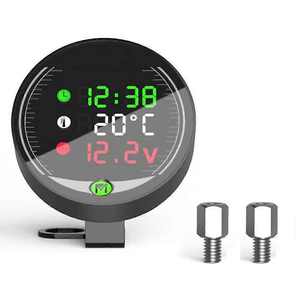 5in1 Waterproof Digital Display Motorcycle Voltmeter/Time/Thermometer/Chronograph/USB Charger