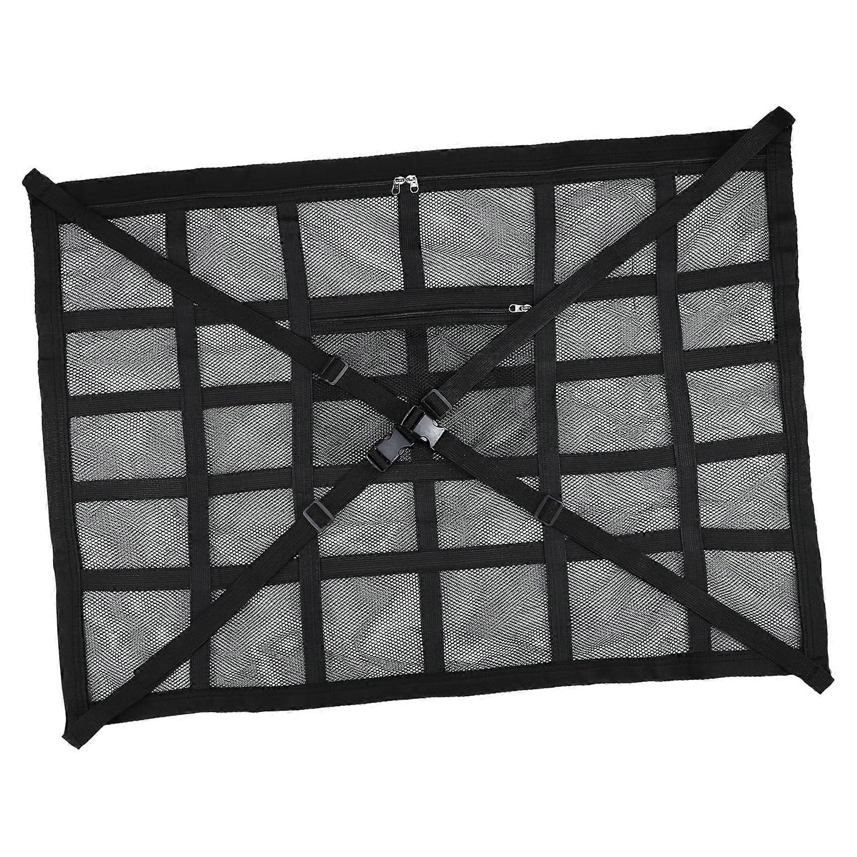 Car Accessory Storage Bag, Interior Net Trunk Organizer for SUV Travel, Compact Black Fleece Auto Storage Solution