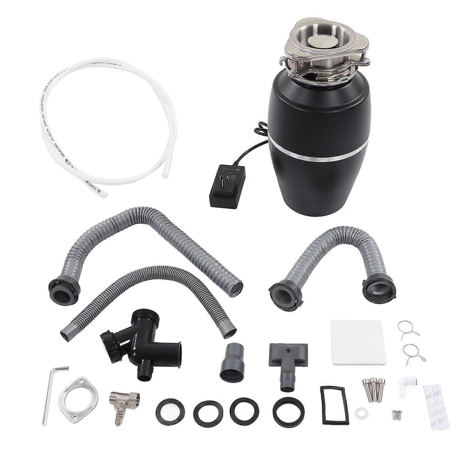 1HP Black Kitchen Waste Disposer High Accuracy Quiet Operation Garbage Disposal Machine Crusher 1300ML AU Plug 220‑240V