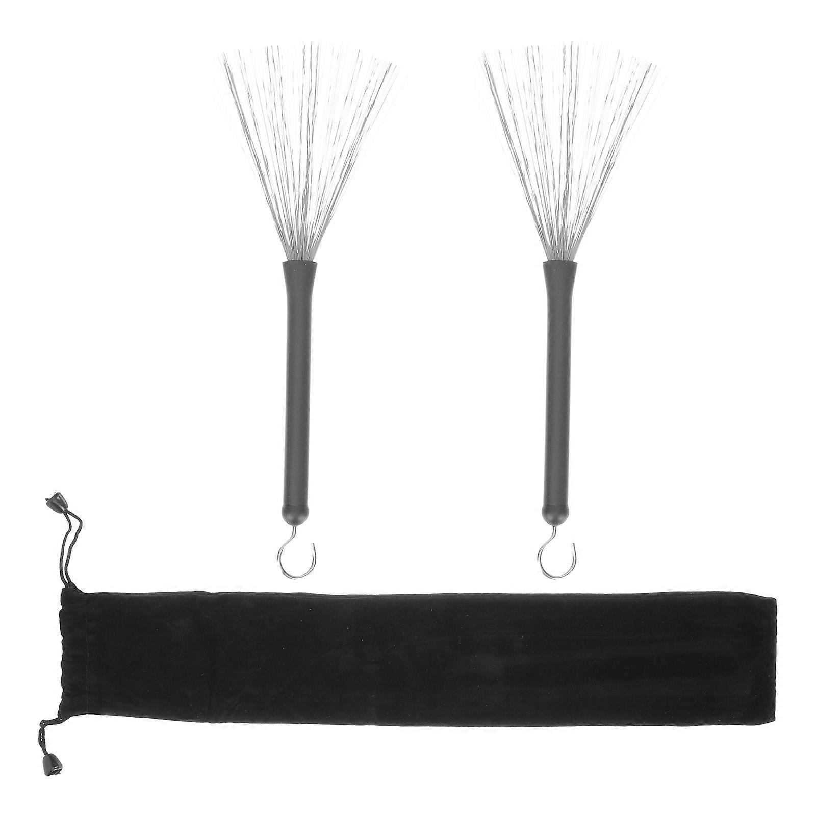 Wire Brush Drumsticks Drummers Beginner Practice 32x2.1cm Black 1Set
