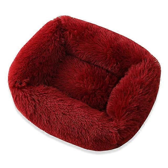 Square Dog and Cat Bed with Side Cover, Medium Plush Sofa Pet House, Warm Winter Nest with Non-Slip Cushion