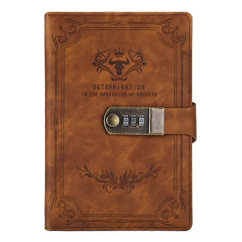 Lock Journal A5 Leather Cover Digital Combination Diary with Personal Lock, Secure Secret Journal for Writing