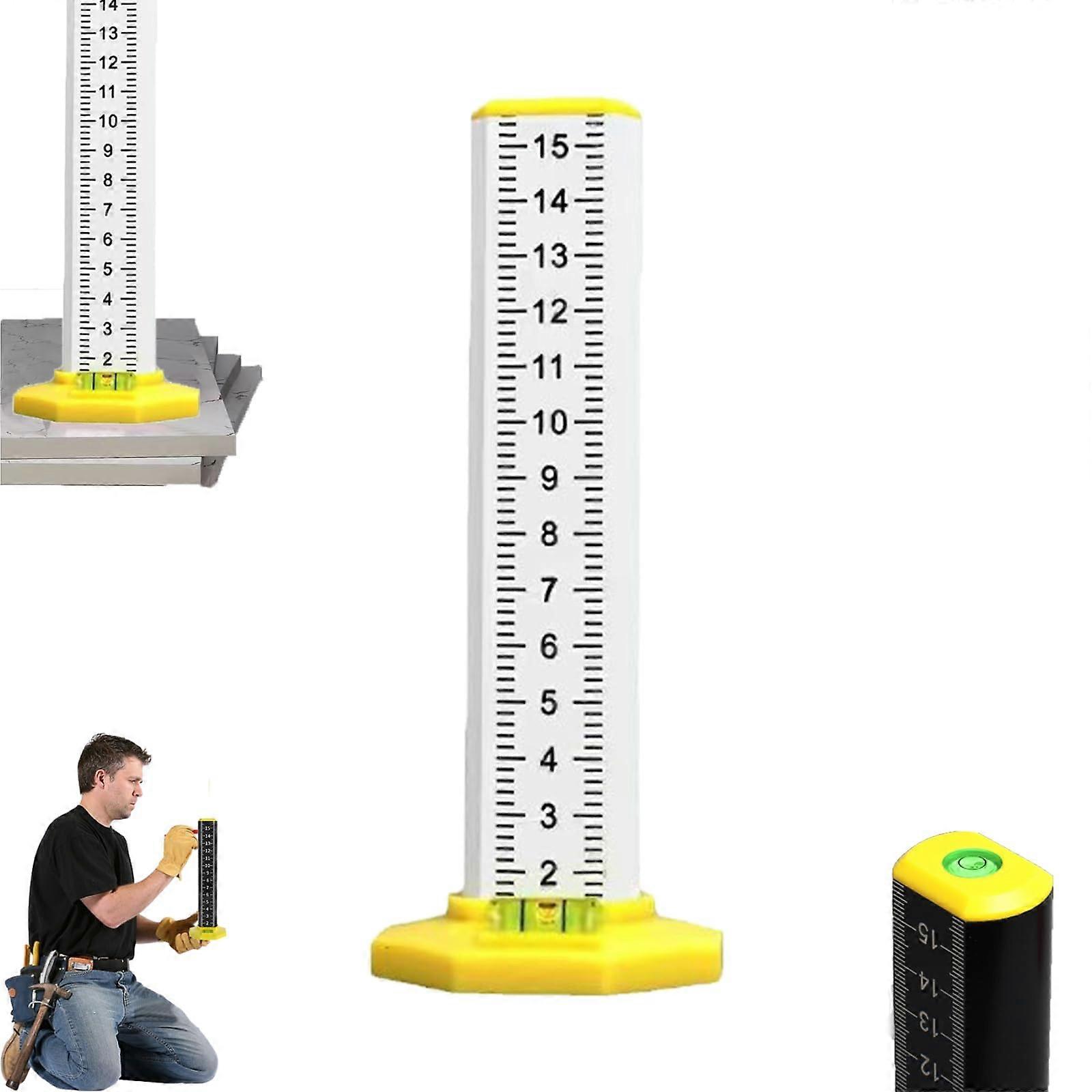 Ceiling and Floor Tile Height Ruler Double-Sided With Magnetic Base Al Alloy Laser Engraved Contour For Suspended Ceiling