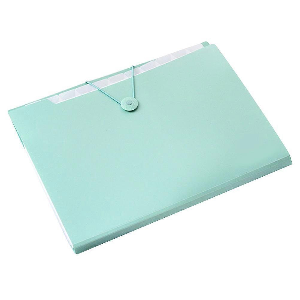 Green Plastic File Holder with Snap Closure for Files Holding 5 Expandable Pockets A4 Size
