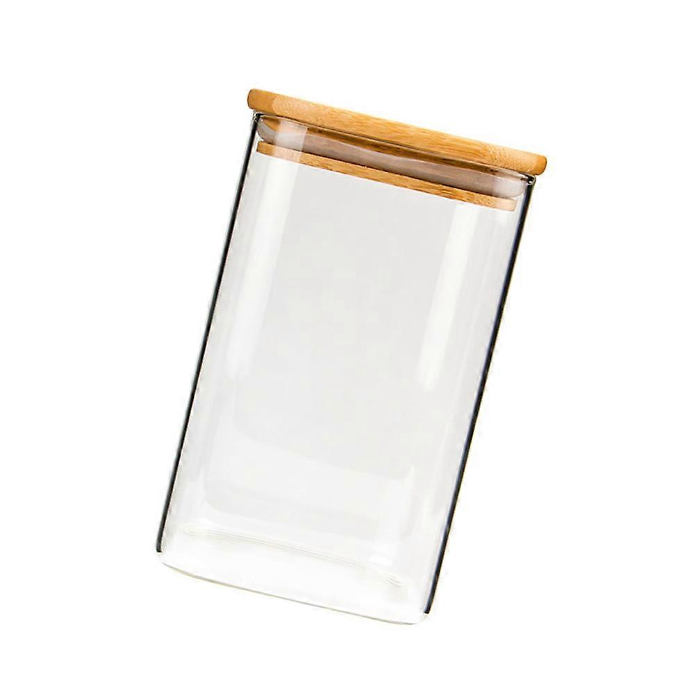 Glass Jar with Airtight Wood Lid for Storing Dry Food Tea Coffee Beans Safe and Convenient 750ml
