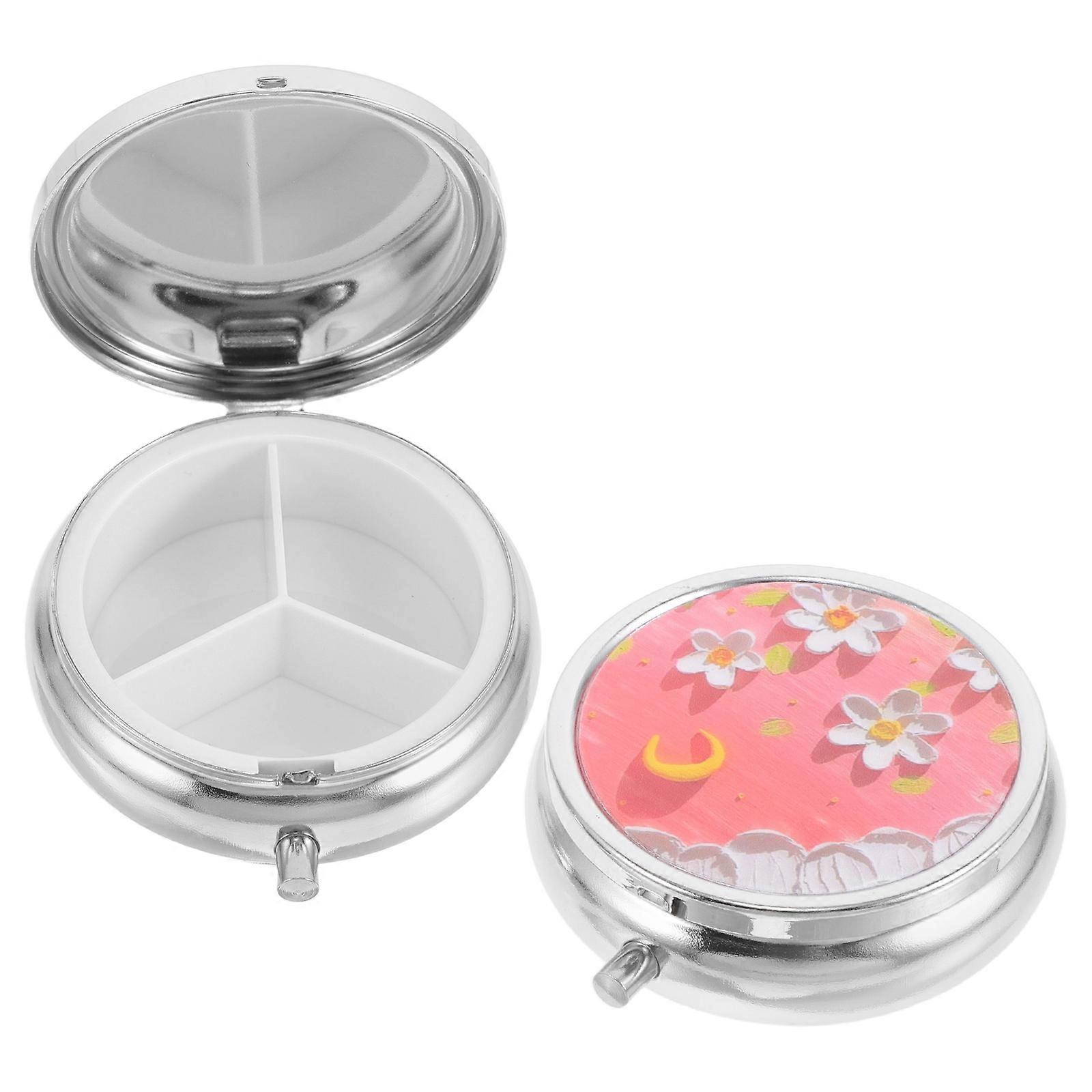 Oil Paint Container 3 Compartment Design Metal Box for Women Home Use Assorted Color Lipstick Storage 2Pcs