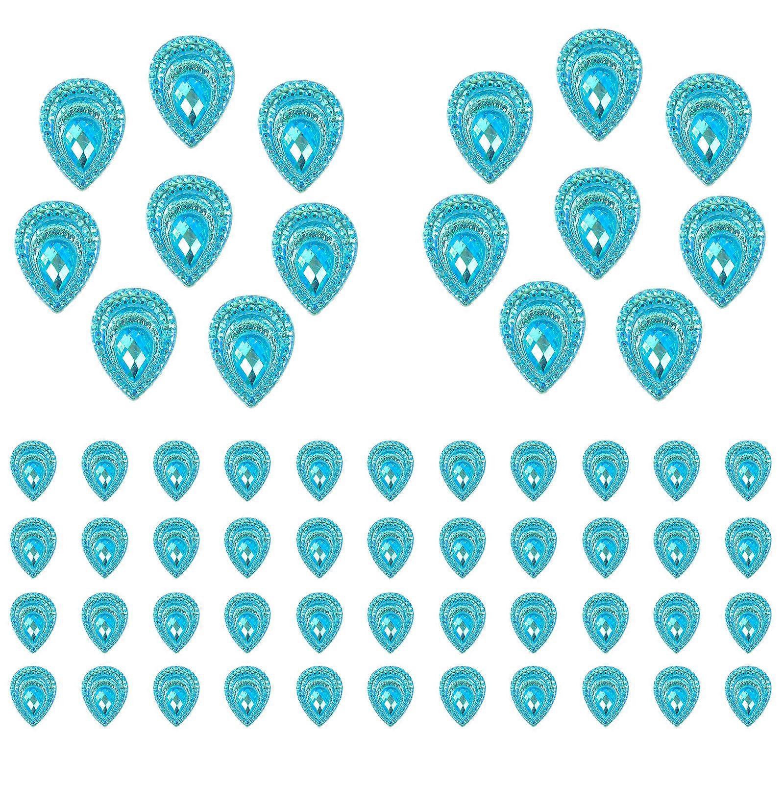 Mini Rhinestones Diy Flatback Decor Phone Case Materials Sky-Blue Plastic 50Pack