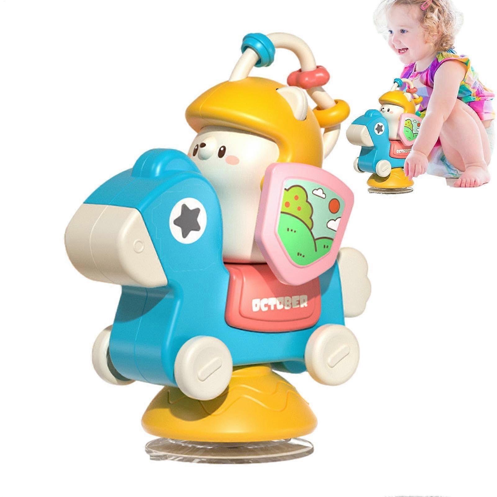 High Chair Suction Toy - Spin Wheel with Suction Base | Interactive Educational Toy for Babies | Cartoon Design | Early Learning Table Spinner in Blue