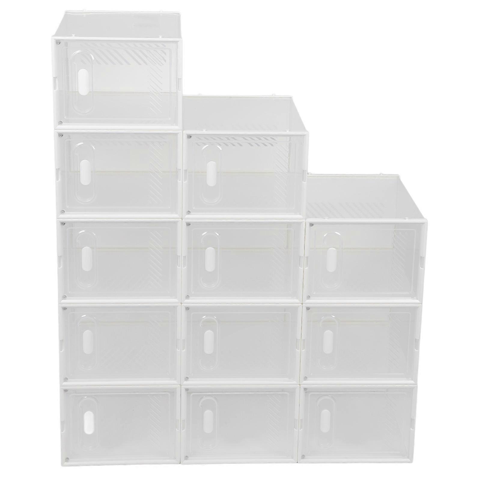 Clear Stackable Shoe Boxes Multi Layer Plastic Shoe Display Case Rack Space Saving Organizer for Closet Entrance Storage