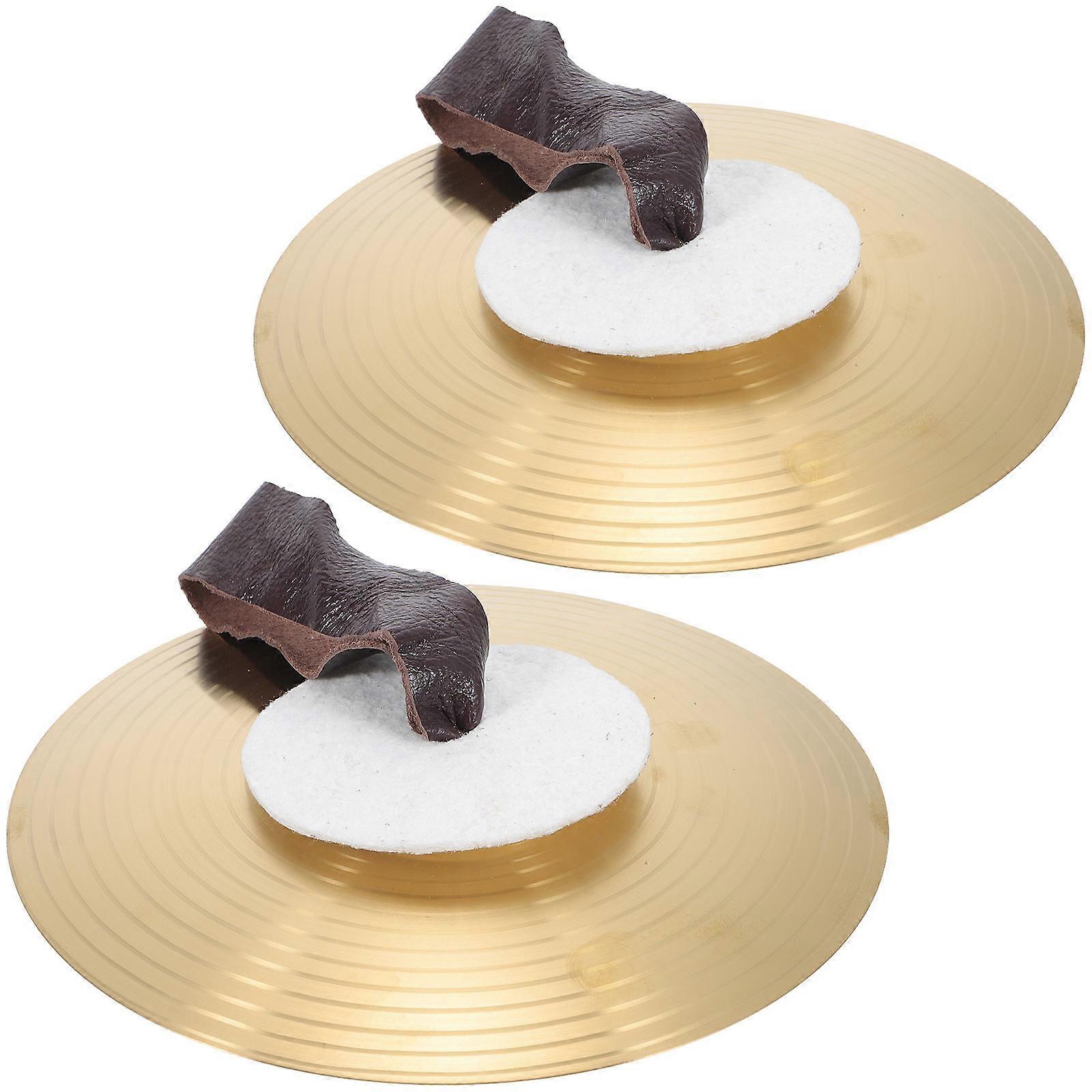 Golden Alloy Hand Cymbals for Drum with Comfortable Ropes Small Percussion Instrument 1 Pair