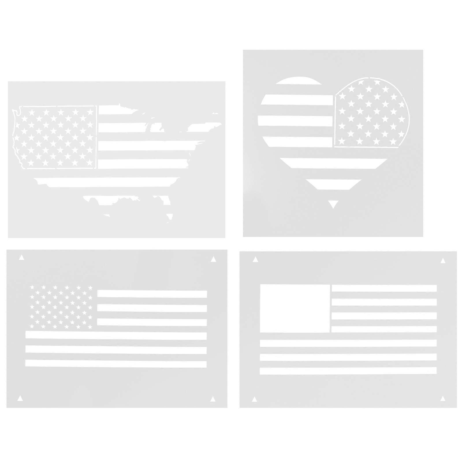 Drawing Stencil Flag Shape Wall Decorating Stencil Home Decoration Reusable Plastic 4Pcs