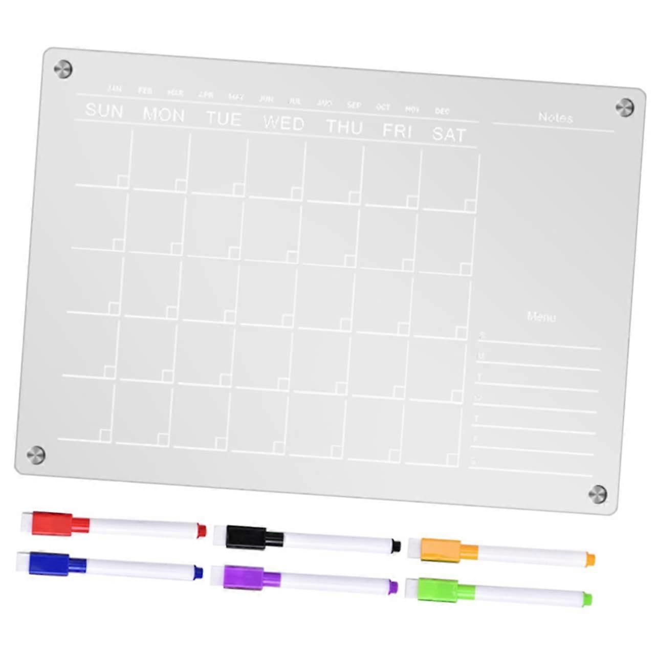 Magnetic Refrigerator Organizer Weekly Planner Mini Whiteboard Acrylic Transparent 1 Set for Kitchen Scheduling